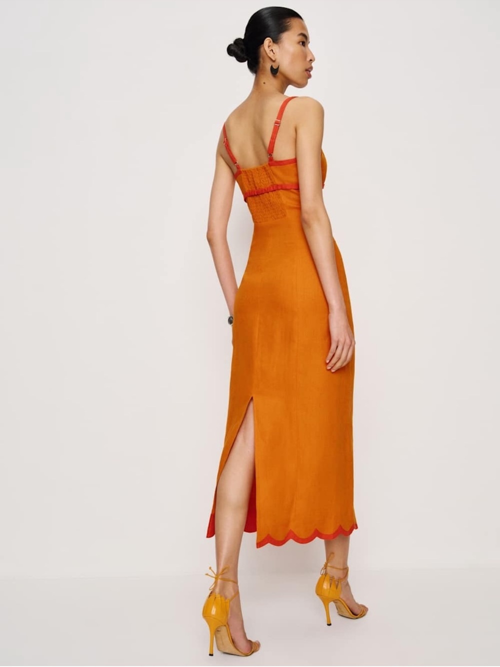 Reformation Sara Linen Dress Nectarine - 4 - Picture 5 of 11